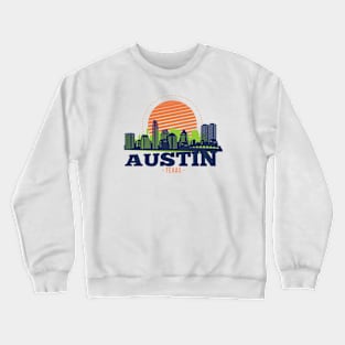 Retro Austin, Texas Skyline Crewneck Sweatshirt